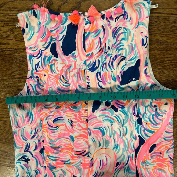 Lilly Pulitzer Pink Blue Print Shift Dress Tassels Preppy - Picture 4 of 11